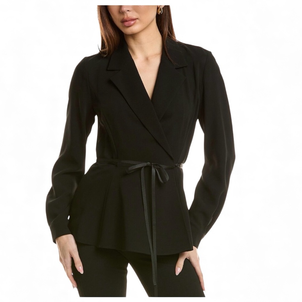 Lafayette 148 New York Finesse Crepe Wrap Blouse Size S